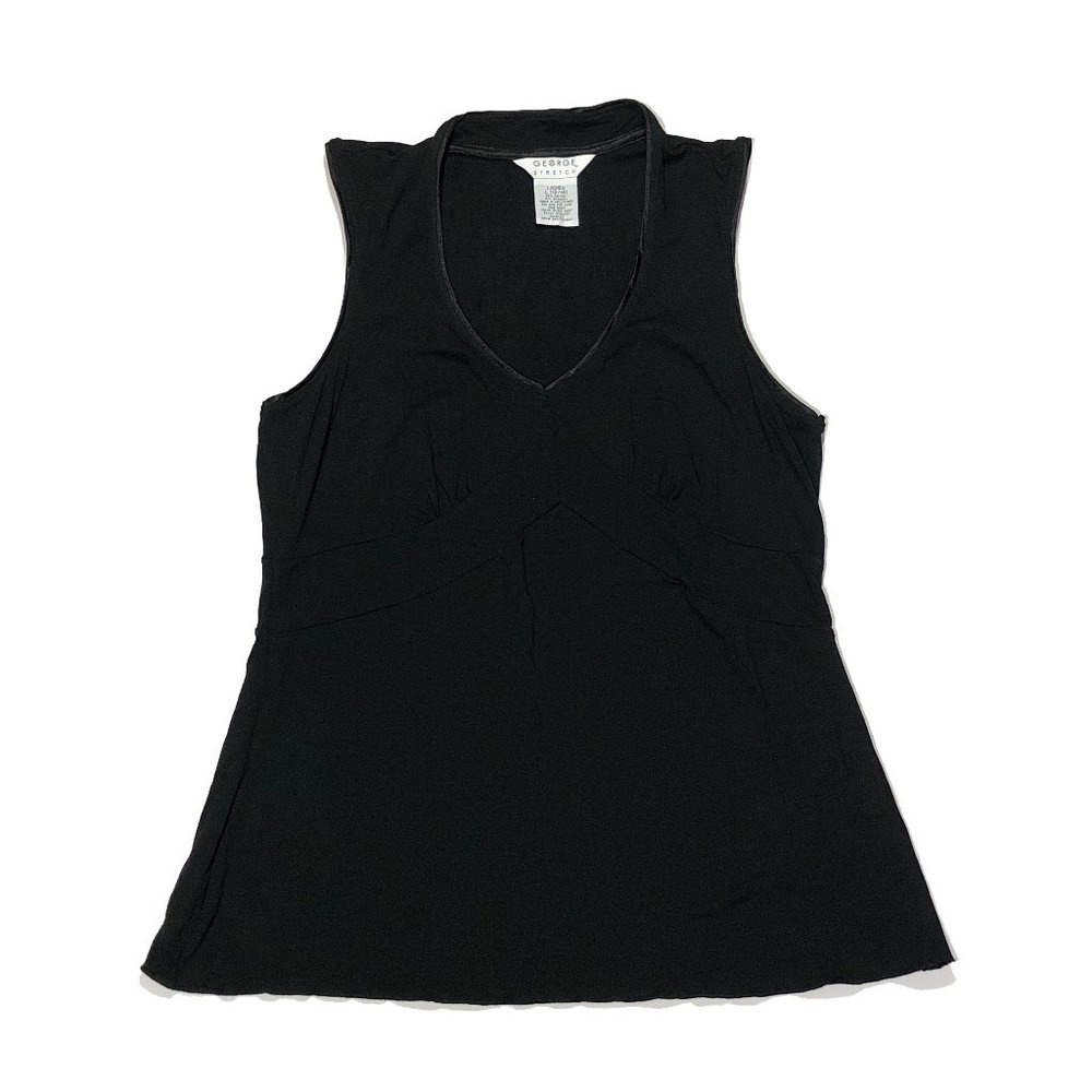 George Stretch Womens Size L Black V-Neck Tank Top